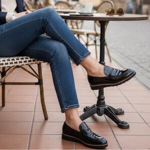 Kelly & Katie Glossy Black Loafers